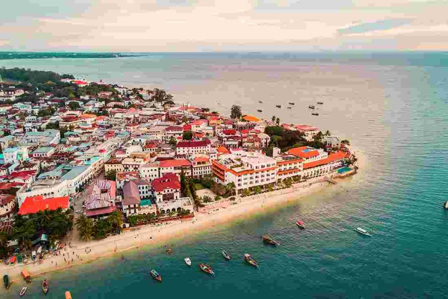 drone view stone town